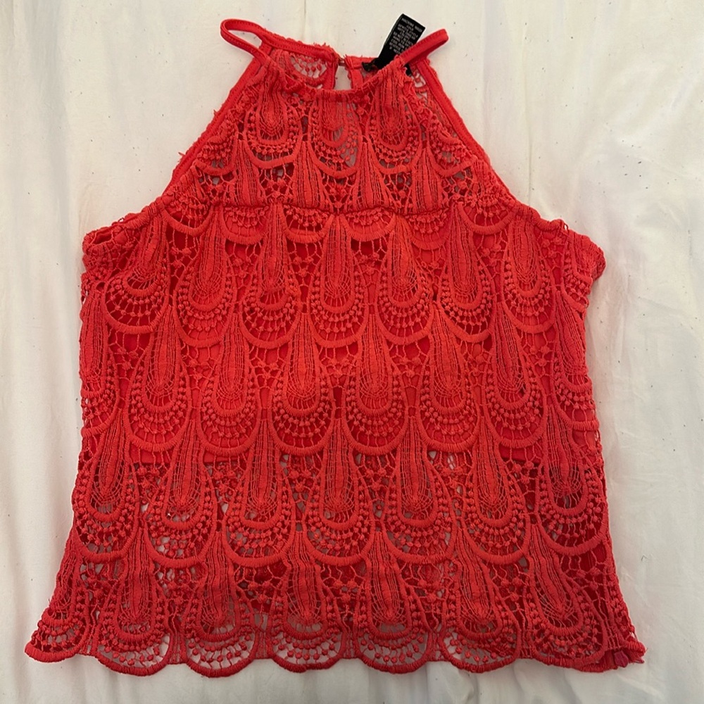 Rue21, tank top, higher necked, laced, crop top, medium